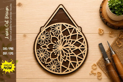 Mandala Water Drop Laser Cut SVG Design SVG Regulrcrative 