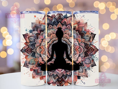 Mandala with Yoga Tumbler Png, Colorful Mandala with Yoga Pose 20oz Tumbler Wrap Sublimation Design, Straight Tapered Tumbler Wrap, Instant Digital Download Sublimation SvggirlplusArt 