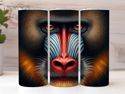 Mandrill Face Colorful Portrait 20oz Tumbler Wrap, Wildlife Animal, Dramatic Coloration, Primate Design, Animal Portrait, 20oz Tumbler Wrap, Sublimation PNG Sublimation Lara' s Designs 