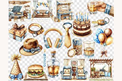 Mans Birthday Clipart | Husband Birthday Clipart SVG GlamArtZhanna 