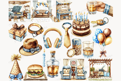 Mans Birthday Clipart | Husband Birthday Clipart SVG GlamArtZhanna 