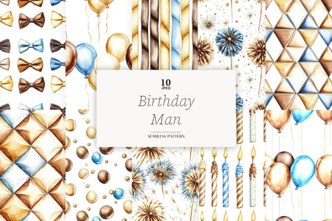 Mans Birthday Pattern | Gentleman Birthday Paper Collection Digital Pattern GlamArtZhanna 