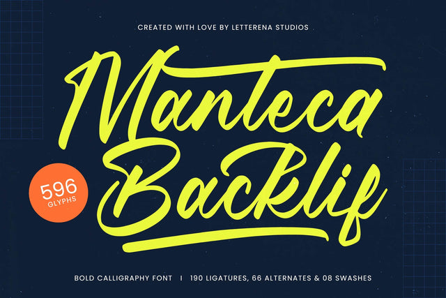 Manteca Backlif - Bold Calligraphy Font Font Letterena Studios 