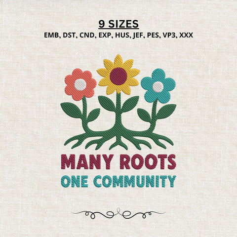 Many Roots One Community Embroidery Design – Floral Unity Diversity Inclusion Machine Embroidery File Embroidery/Applique DESIGNS PatternFeed8 