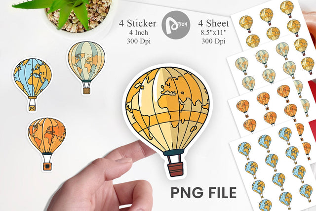 Map Hot Air Balloon Sticker Sublimation artnoy 