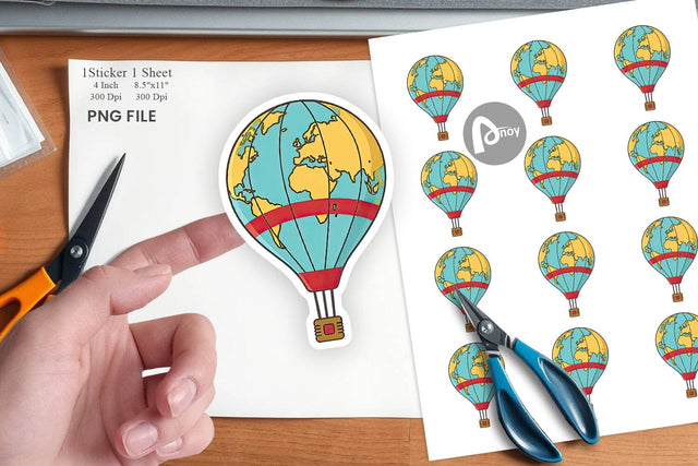 Map Hot Air Balloon Sticker Sublimation artnoy 