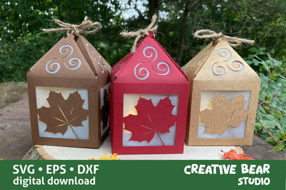 Maple Leaf Fall Lantern SVG Creative Bear Studio 