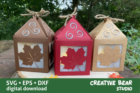 Maple Leaf Fall Lantern SVG Creative Bear Studio 