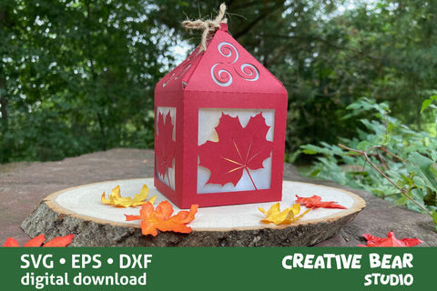 Maple Leaf Fall Lantern SVG Creative Bear Studio 