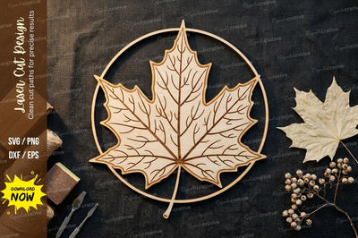 Maple Leaf Frame Laser Cut, maple leaf svg, leaf frame svg, autumn sv SVG Regulrcrative 