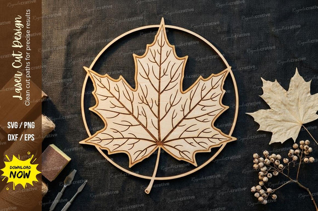 Maple Leaf Frame Laser Cut, maple leaf svg, leaf frame svg, autumn sv SVG Regulrcrative 