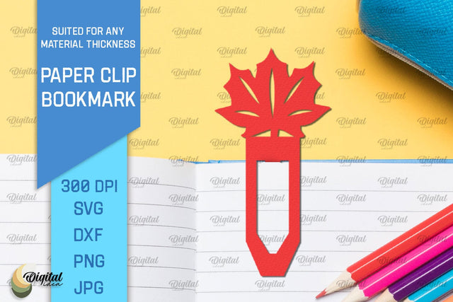 Maple Leaf Paper Clip Bookmark. Bookmark Clip Template SVG SVG Evgenyia Guschina 