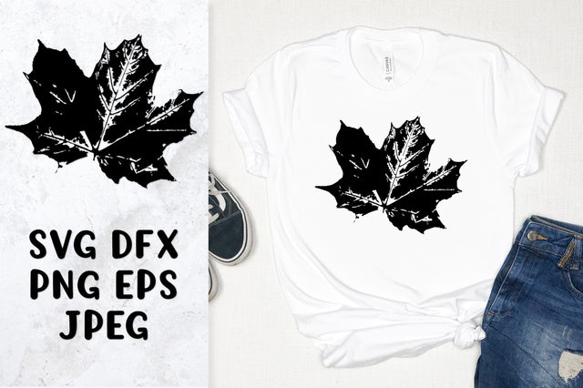 Maple leaf SVG. Distressed leaf ink stamp. Leaf print. SVG LaBelezoka 