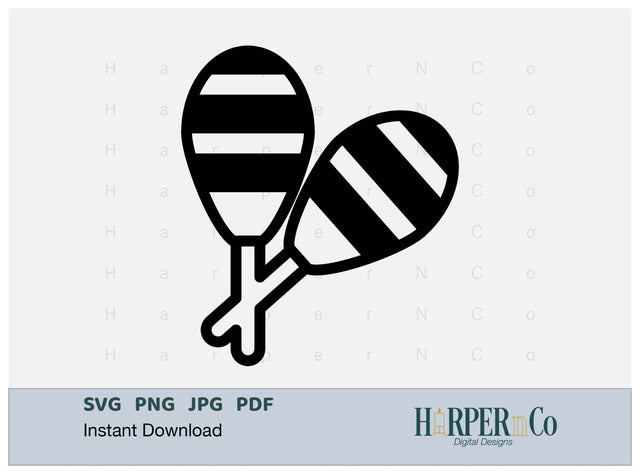 Maracas Outline 2 SVG PNG Cut EPS File SVG HarperNCo 