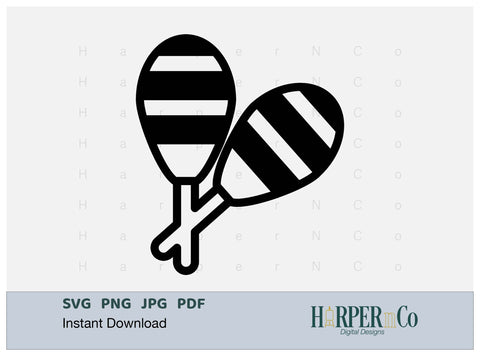 Maracas Outline 2 SVG PNG Cut EPS File SVG HarperNCo 