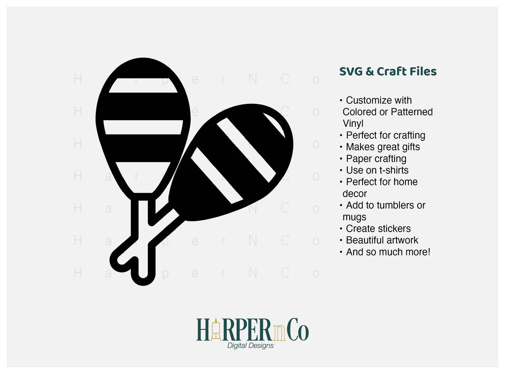 Maracas Outline 3 SVG PNG Cut EPS File - So Fontsy