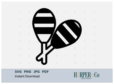 Maracas Outline 3 SVG PNG Cut EPS File SVG HarperNCo 