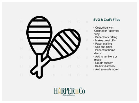 Maracas Outline SVG PNG Cut EPS File SVG HarperNCo 