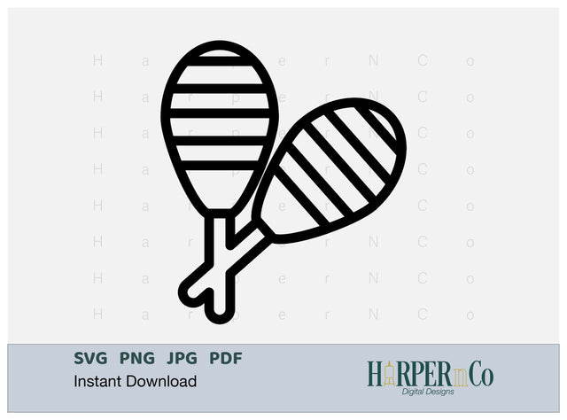 Maracas Outline SVG PNG Cut EPS File SVG HarperNCo 