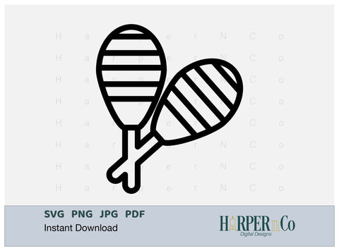 Maracas Outline SVG PNG Cut EPS File SVG HarperNCo 