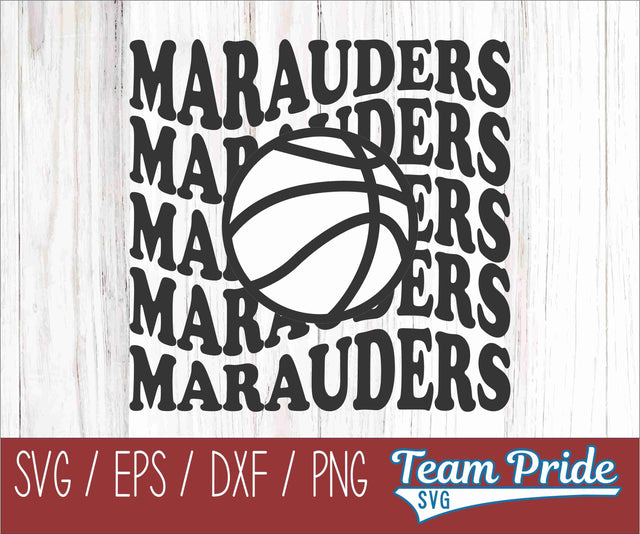 Marauder Vintage Wave Basketball SVG Digital Download Printable - SVG, EPS, DXF, PNG SVG Team Pride SVG 