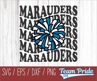 Marauders Cheer Vintage Wave SVG Digital Download Printable - SVG, EPS, DXF, PNG SVG Team Pride SVG 