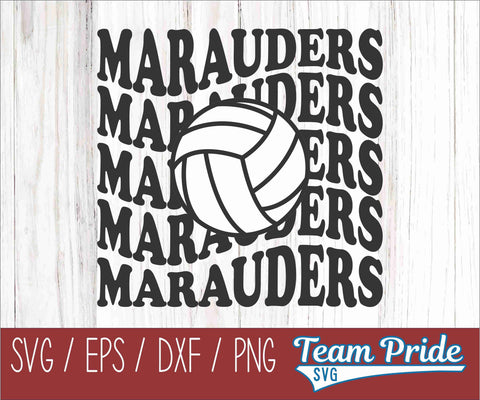 Marauders Volleyball Retro Wave SVG Digital Download Printable - SVG, EPS, DXF, PNG SVG Team Pride SVG 