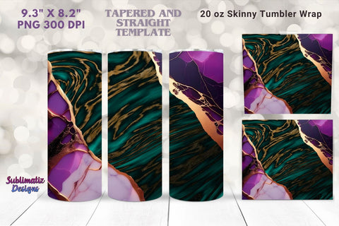 Marble Abstract 20 oz Skinny Tumbler Wrap Sublimation Sublimatiz Designs 
