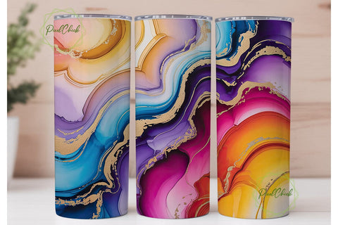 Marble Agate Gold 20oz Tumbler Wrap Sublimation PixelChick 