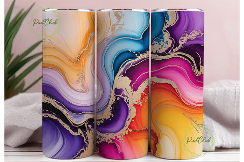 Marble Agate Gold 20oz Tumbler Wrap Sublimation PixelChick 