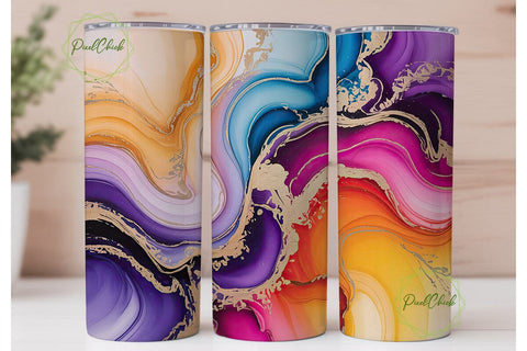 Marble Agate Gold 20oz Tumbler Wrap Sublimation PixelChick 