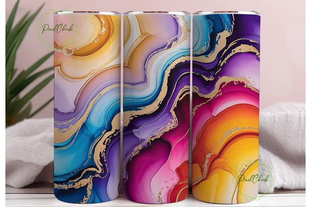 Marble Agate Gold 20oz Tumbler Wrap Sublimation PixelChick 