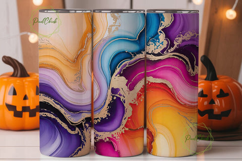 Marble Agate Gold 20oz Tumbler Wrap Sublimation PixelChick 