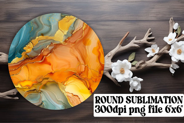 Marble Bliss Sublimation Keychain & Car Coaster Mix - Circle Ornaments Sublimation afrosvg 