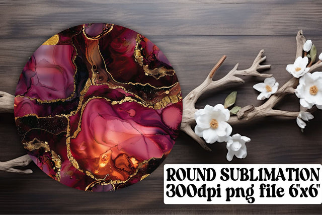 Marble Harmony Sublimation Coasters & Keychain Mix - Circle Ornaments Sublimation afrosvg 