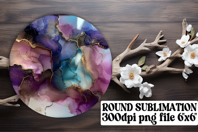 Marble Magic Sublimation Keychain & Car Coaster Set - Circle Ornaments Sublimation afrosvg 