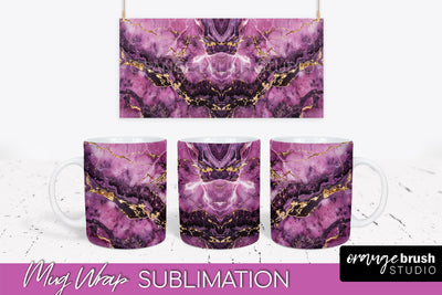 Marble Mug Wrap - 3D Marble Texture Mug Sublimation Design Sublimation OrangeBrushStudio 