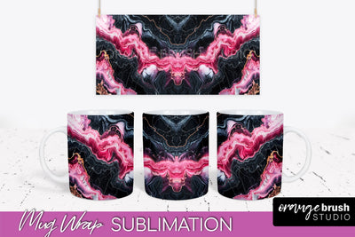 Marble Mug Wrap - 3D Marble Texture Mug Sublimation Design Sublimation OrangeBrushStudio 