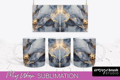 Marble Mug Wrap - 3D Marble Texture Mug Sublimation Design Sublimation OrangeBrushStudio 