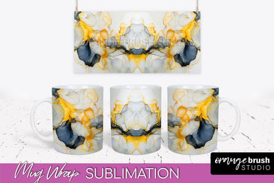 Marble Mug Wrap - 3D Marble Texture Mug Sublimation Design Sublimation OrangeBrushStudio 