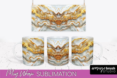 Marble Mug Wrap - 3D Marble Texture Mug Sublimation Design Sublimation OrangeBrushStudio 