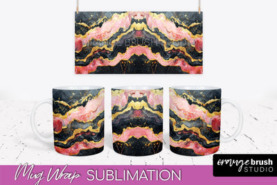 Marble Mug Wrap - 3D Marble Texture Mug Sublimation Design Sublimation OrangeBrushStudio 