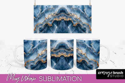 Marble Mug Wrap - 3D Marble Texture Mug Sublimation Design Sublimation OrangeBrushStudio 