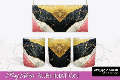 Marble Mug Wrap - 3D Marble Texture Mug Sublimation Design Sublimation OrangeBrushStudio 