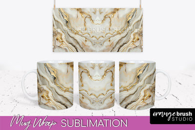 Marble Mug Wrap - 3D Marble Texture Mug Sublimation Design Sublimation OrangeBrushStudio 