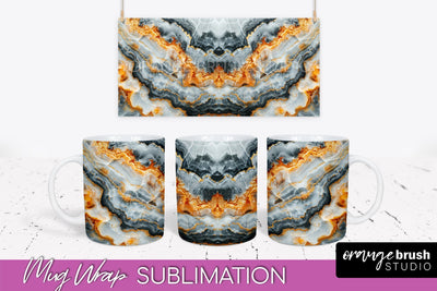 Marble Mug Wrap - 3D Marble Texture Mug Sublimation Design Sublimation OrangeBrushStudio 