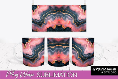 Marble Mug Wrap - 3D Marble Texture Mug Sublimation Design Sublimation OrangeBrushStudio 