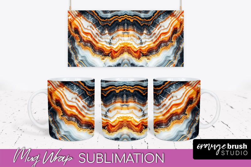 Marble Mug Wrap - 3D Marble Texture Mug Sublimation Design Sublimation OrangeBrushStudio 