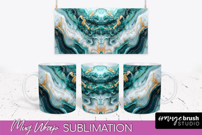 Marble Mug Wrap - 3D Marble Texture Mug Sublimation Design Sublimation OrangeBrushStudio 