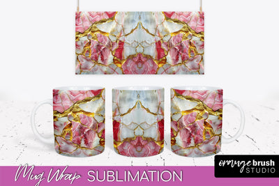 Marble Mug Wrap - 3D Marble Texture Mug Sublimation Design Sublimation OrangeBrushStudio 